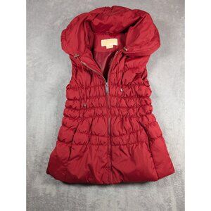 Michael Kors Down Puffer Vest Womens Size Small Red Feather Filled Designer